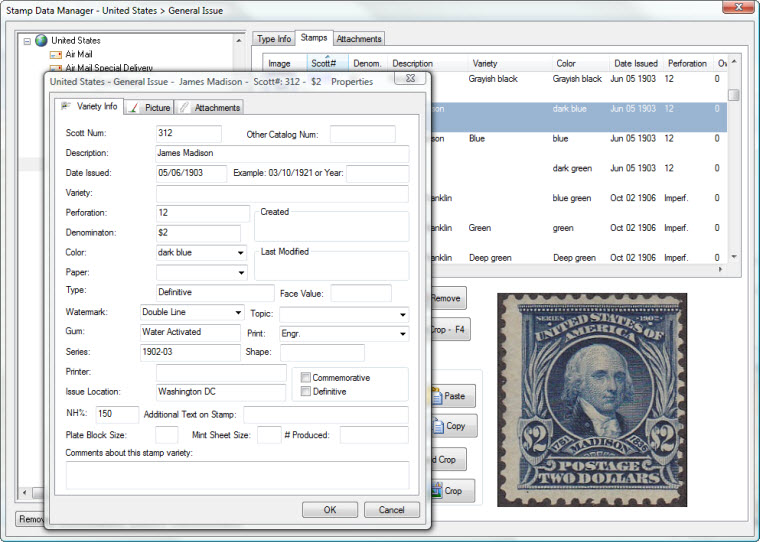 Stamp Collecting Software with SCOTT Numbers StampManage